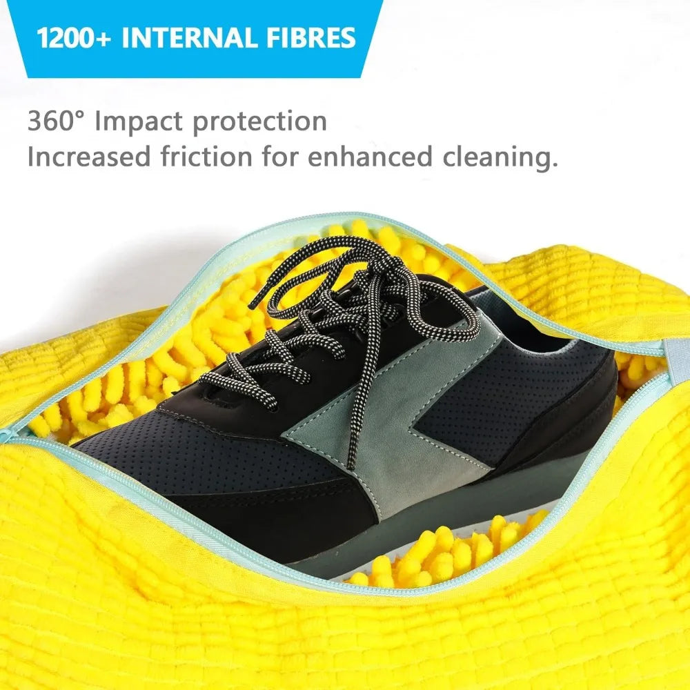 Bolsa duradera para lavadora de zapatos para todo tipo de zapatos, amarilla con cremallera azul, ideal para zapatillas de deporte y zapatos casuales, bolsa para lavar ropa