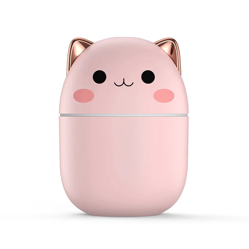 Gran oferta 250ml lindo gato humidificador de aire difusor USB generador de niebla Mini Humidificador con luz nocturna