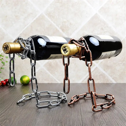 Soporte Mágico para Botellas de Vino – Suspensión de Cadena de Hierro para Cocina, Comedor o Bodega