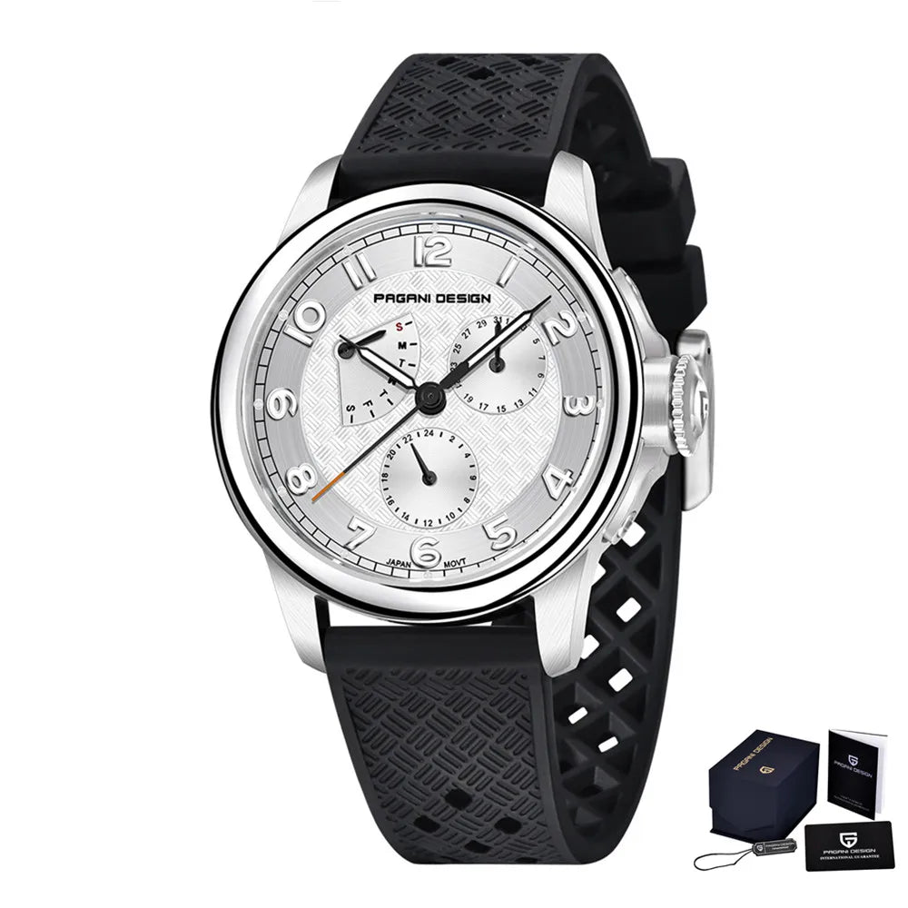 PAGANI DESIGN PD-1780 Men's Quartz Watch – Sapphire Crystal, 100M Waterproof, Luminous, Calendar