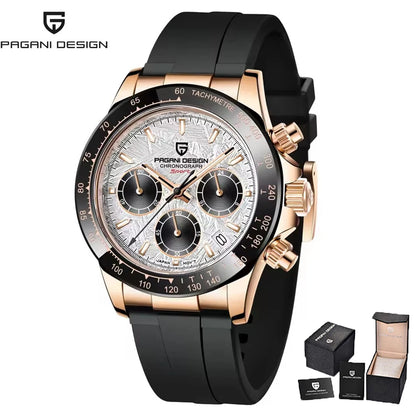 Pagani Design Men's Quartz Chronograph Watch – Sapphire Crystal, 100M Water Resistant, Stainless Steel