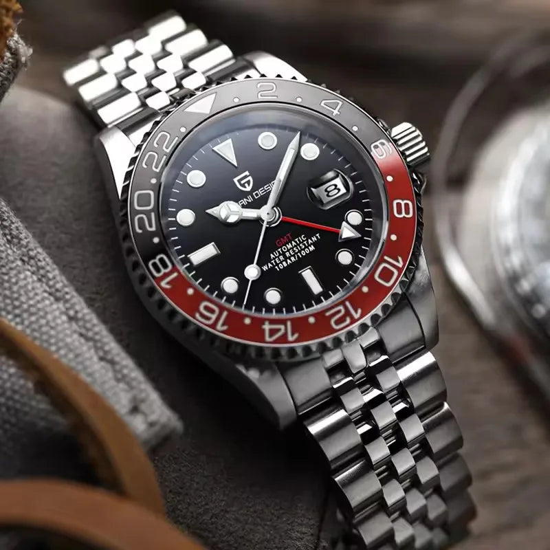 Pagani Design PD-1662 Men’s GMT Automatic Watch – 40mm, Sapphire Crystal, 100M Water Resistant