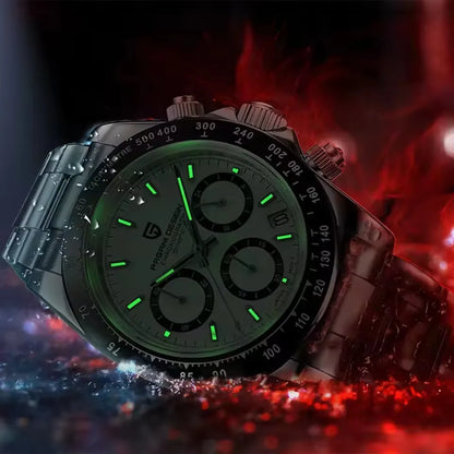 Pagani Design Men's Quartz Chronograph Watch – Sapphire Crystal, 100M Water Resistant, Stainless Steel