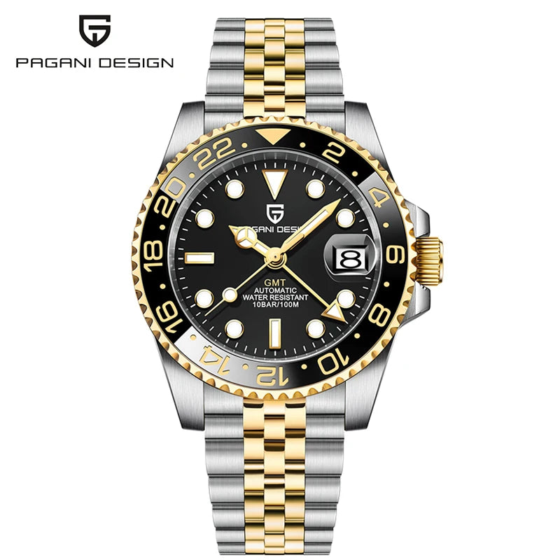 Pagani Design PD-1662 Men’s GMT Mechanical Watch – 40mm Sports, Sapphire Crystal, 100M Water Resistant