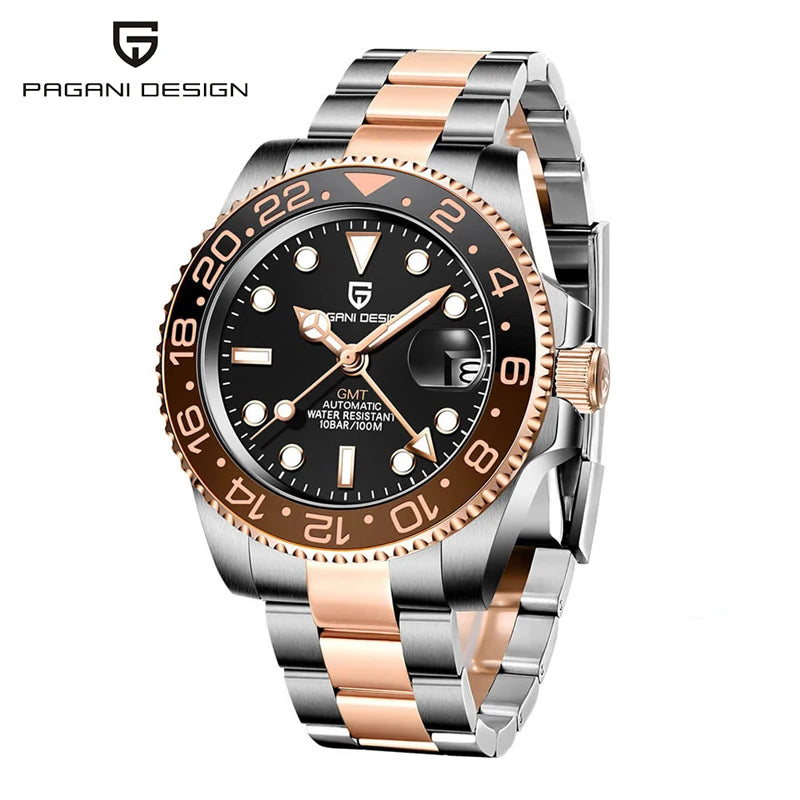 Pagani Design PD-1662 Men’s GMT Mechanical Watch – 40mm Sports, Sapphire Crystal, 100M Water Resistant