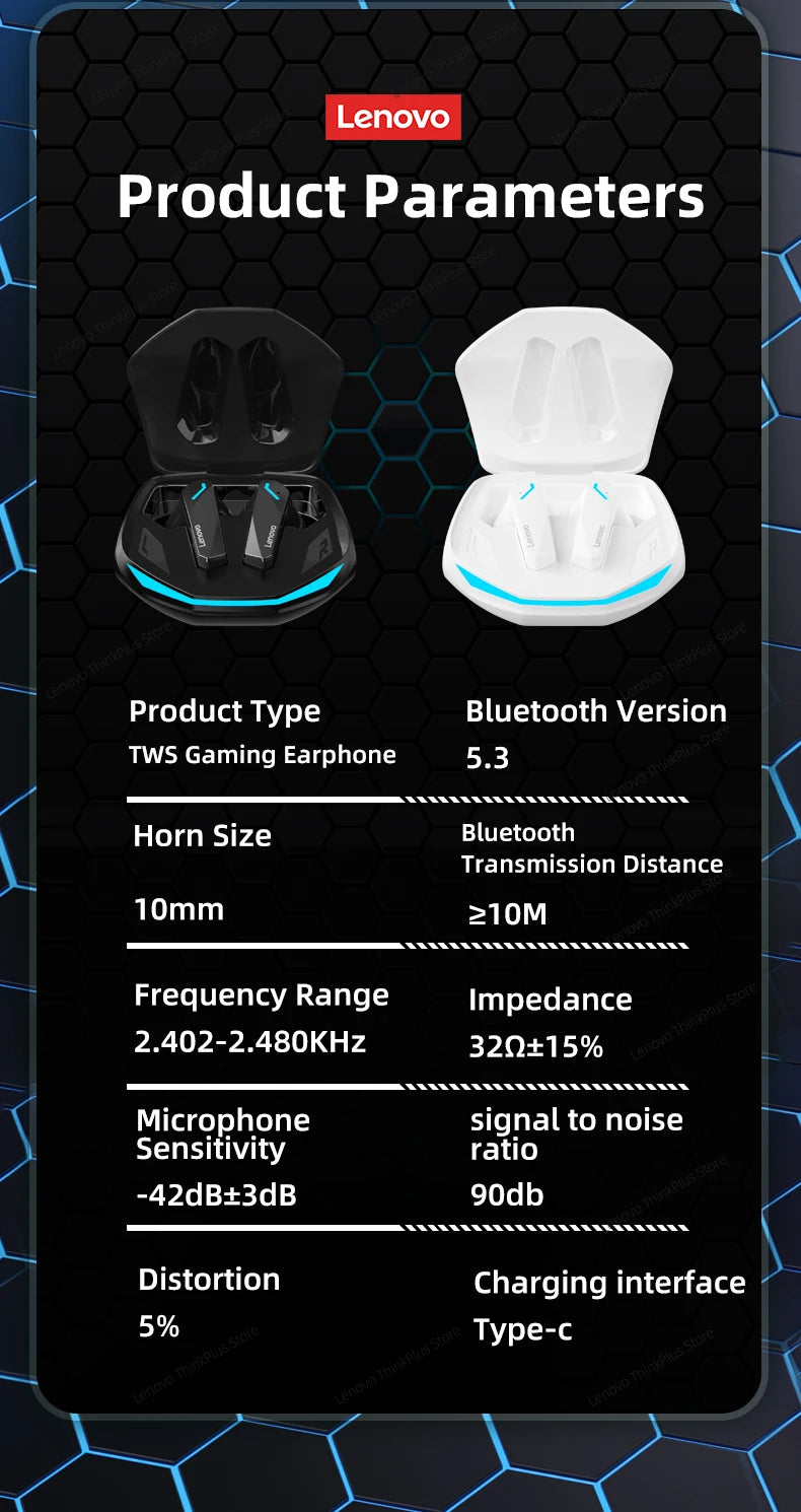 Lenovo GM2 Pro TWS inalámbrico Bluetooth V5.3 auriculares HD llamada baja latencia auriculares modo Dual música Gaming auriculares GM2PRO