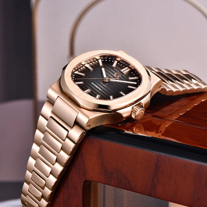 Pagani Design PD-1728 Men’s Automatic Watch – Rose Gold, Sapphire Crystal, 100M Water Resistant