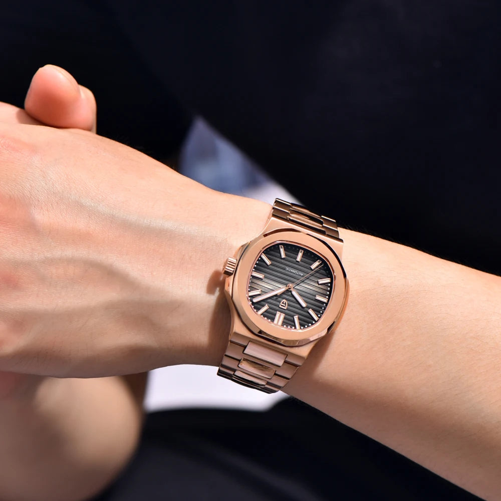 Pagani Design PD-1728 Men’s Automatic Watch – Rose Gold, Sapphire Crystal, 100M Water Resistant