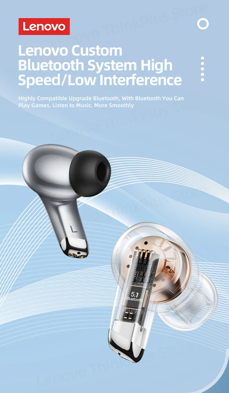 Lenovo-auriculares inalámbricos con Bluetooth LP5 100% originales, cascos de música HiFi con micrófono, deportivos, resistentes al agua, novedad de 2021
