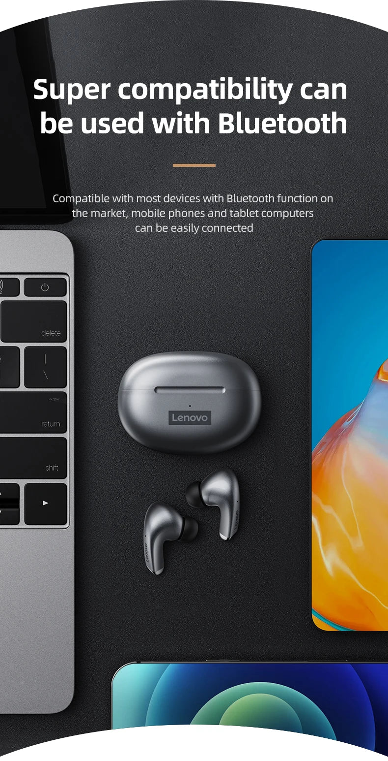 Lenovo-auriculares inalámbricos con Bluetooth LP5 100% originales, cascos de música HiFi con micrófono, deportivos, resistentes al agua, novedad de 2021