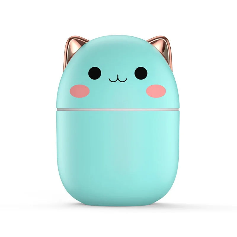 Gran oferta 250ml lindo gato humidificador de aire difusor USB generador de niebla Mini Humidificador con luz nocturna