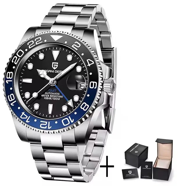 Pagani Design PD-1662 Men’s GMT Automatic Watch – 40mm, Sapphire Crystal, 100M Water Resistant