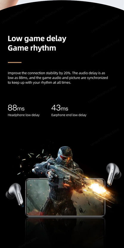 Lenovo-auriculares inalámbricos LP5, audífonos de música HiFi con Bluetooth, micrófono, deportivos, resistentes al agua, 100% originales, novedad de 2021