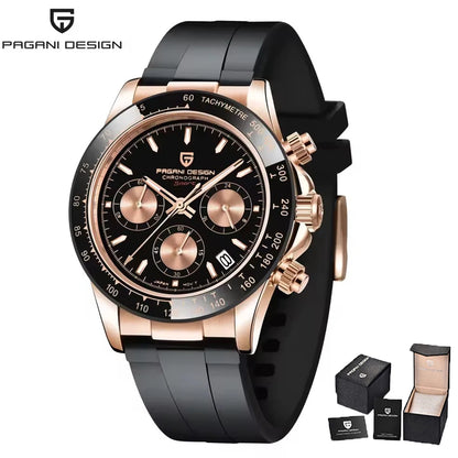 Pagani Design Men's Quartz Chronograph Watch – Sapphire Crystal, 100M Water Resistant, Stainless Steel