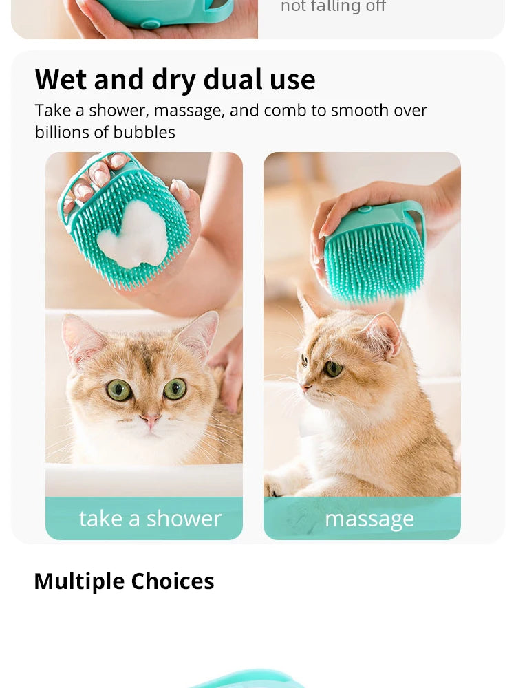 Cepillo de baño para mascotas, masajeador de silicona suave, Gel de ducha, cepillo de baño, herramientas de limpieza, peine, suministros de limpieza para perros y gatos