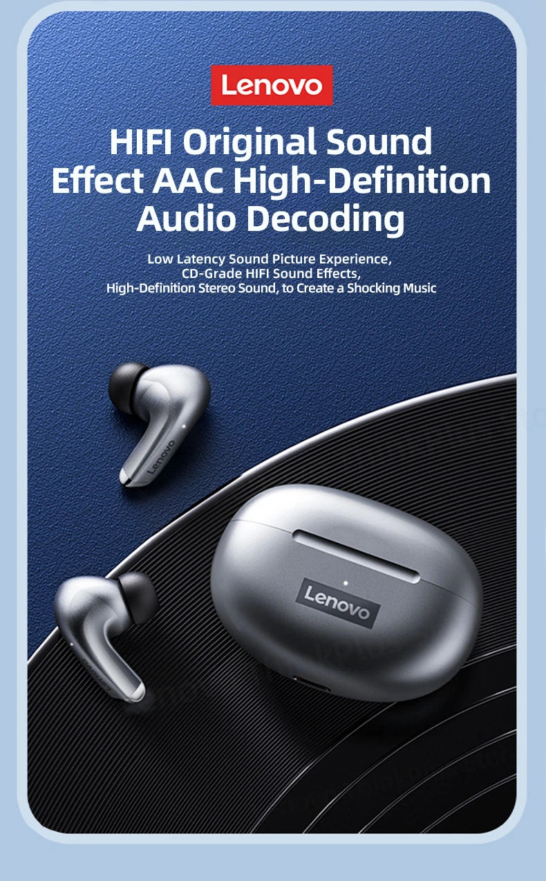 Lenovo-auriculares inalámbricos LP5, audífonos de música HiFi con Bluetooth, micrófono, deportivos, resistentes al agua, 100% originales, novedad de 2021