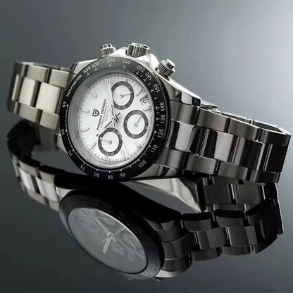 Pagani Design Men's Quartz Chronograph Watch – Sapphire Crystal, 100M Water Resistant, Stainless Steel