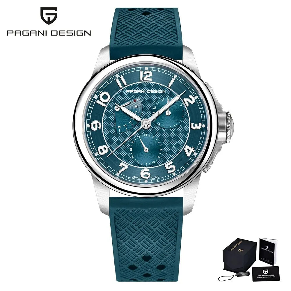 Pagani Design PD-1780 Men’s Quartz Watch – VH88 Movement, Ceramic Bezel, Sapphire Crystal, 100M Water Resistant