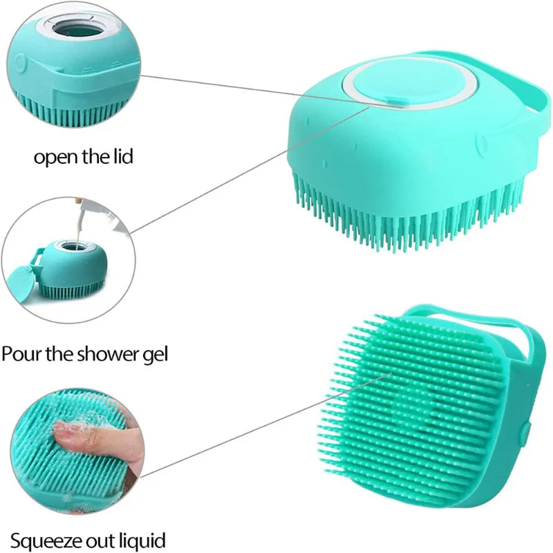 Cepillo de baño para mascotas, masajeador de silicona suave, Gel de ducha, cepillo de baño, herramientas de limpieza, peine, suministros de limpieza para perros y gatos