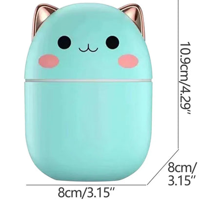 Gran oferta 250ml lindo gato humidificador de aire difusor USB generador de niebla Mini Humidificador con luz nocturna