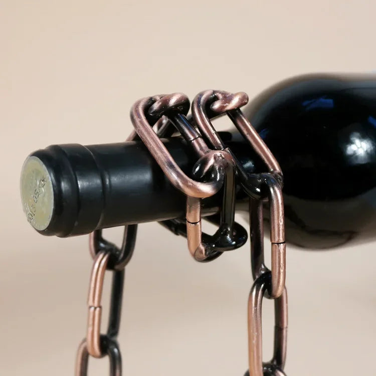 Soporte Mágico para Botellas de Vino – Suspensión de Cadena de Hierro para Cocina, Comedor o Bodega