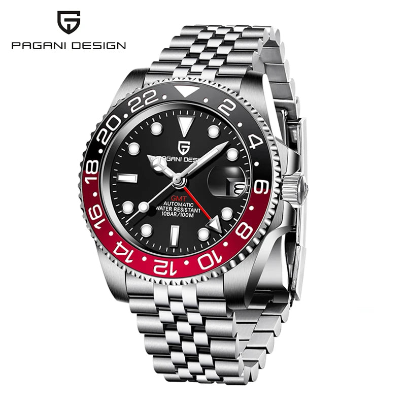 Pagani Design PD-1662 Men’s GMT Mechanical Watch – 40mm Sports, Sapphire Crystal, 100M Water Resistant
