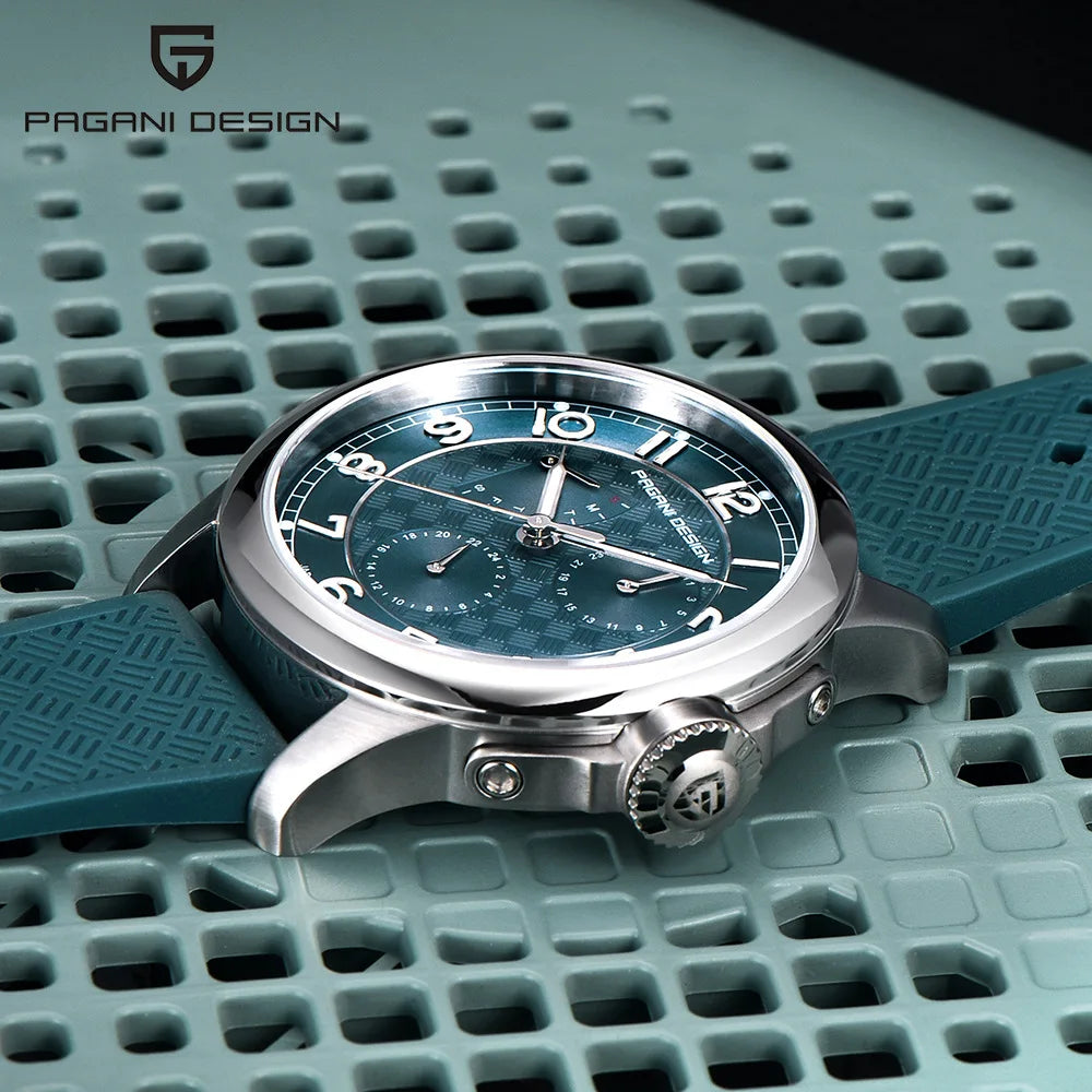 PAGANI DESIGN PD-1780 Men's Quartz Watch – Sapphire Crystal, 100M Waterproof, Luminous, Calendar