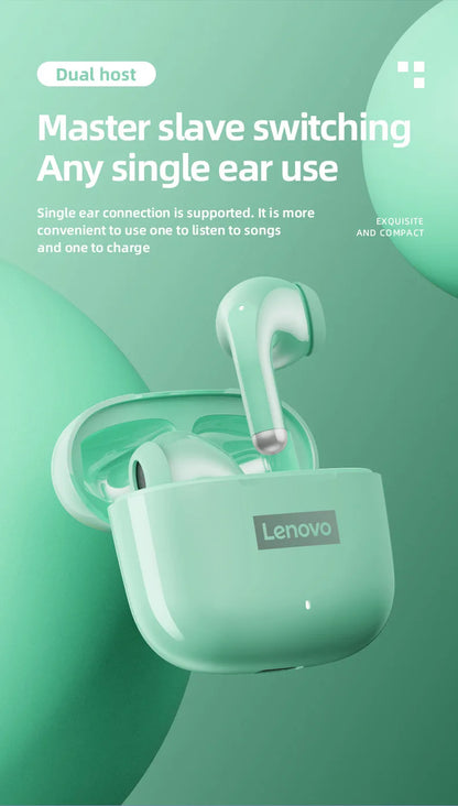 Lenovo-auriculares inalámbricos LP40 Pro con Bluetooth 5,1, dispositivo de audio de alta capacidad, diseño semiintrauditivo, Chip inteligente con micrófono