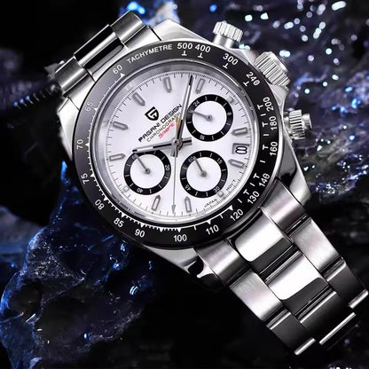 Pagani Design Men's Quartz Chronograph Watch – Sapphire Crystal, 100M Water Resistant, Stainless Steel