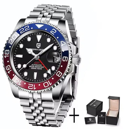 Pagani Design PD-1662 Men’s GMT Automatic Watch – 40mm, Sapphire Crystal, 100M Water Resistant