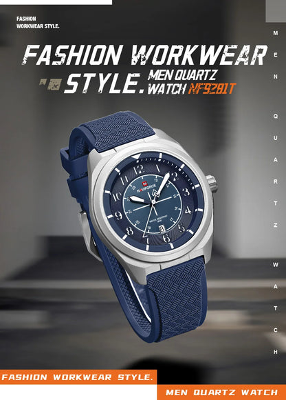 NAVIFORCE NF9281T Men's Quartz Watch – Tactical Style, Shockproof, 30M Waterproof, Silicone Strap