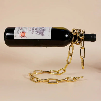 Soporte Mágico para Botellas de Vino – Suspensión de Cadena de Hierro para Cocina, Comedor o Bodega