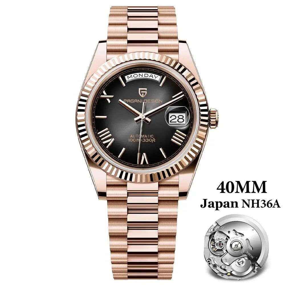 Pagani Design DD40 Men's Automatic Watch – NH36A Movement, Sapphire Crystal, 100M Water Resistant