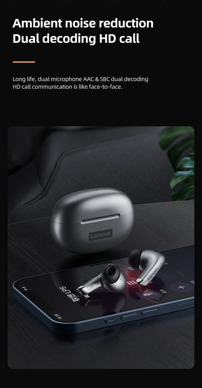 Lenovo-auriculares inalámbricos con Bluetooth LP5 100% originales, cascos de música HiFi con micrófono, deportivos, resistentes al agua, novedad de 2021