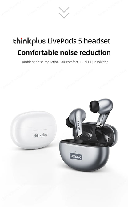 Lenovo-auriculares inalámbricos con Bluetooth LP5 100% originales, cascos de música HiFi con micrófono, deportivos, resistentes al agua, novedad de 2021