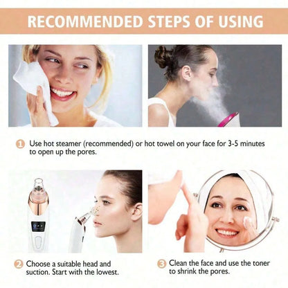 5-Level Suction Pore Vacuum Blackhead Remover – Electric Facial Pore Cleanser Kit for Women & Adults
