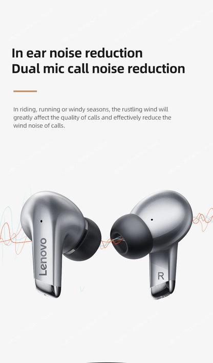 Lenovo-auriculares inalámbricos LP5, audífonos de música HiFi con Bluetooth, micrófono, deportivos, resistentes al agua, 100% originales, novedad de 2021