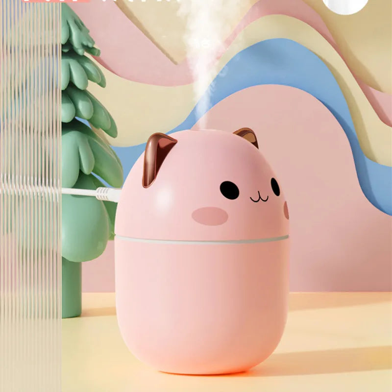 Gran oferta 250ml lindo gato humidificador de aire difusor USB generador de niebla Mini Humidificador con luz nocturna