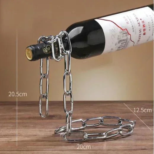 Soporte Mágico para Botellas de Vino – Suspensión de Cadena de Hierro para Cocina, Comedor o Bodega