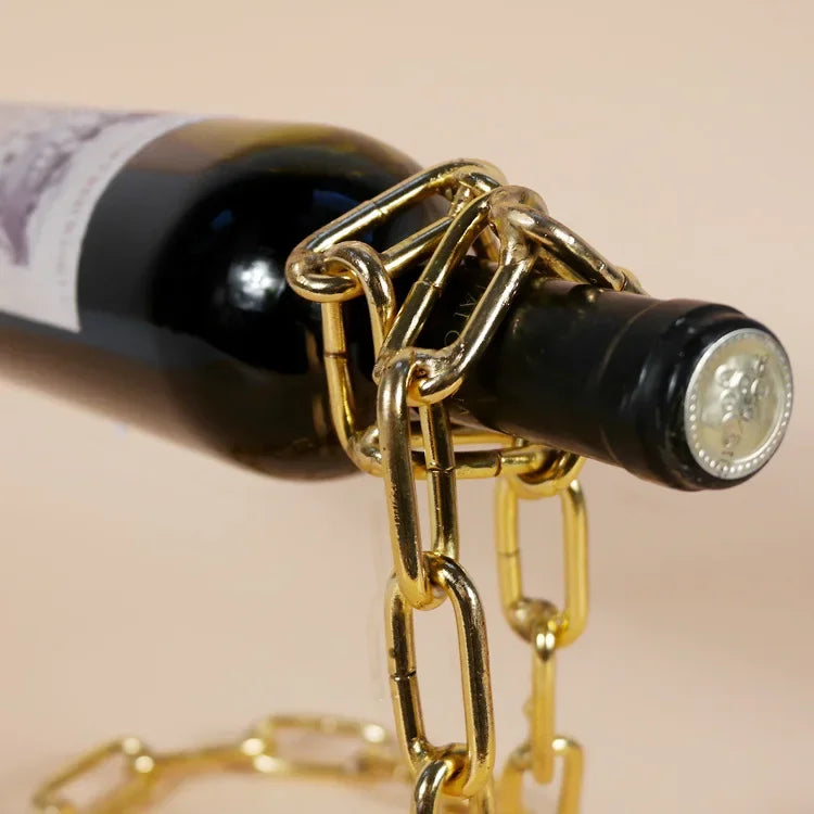 Soporte Mágico para Botellas de Vino – Suspensión de Cadena de Hierro para Cocina, Comedor o Bodega