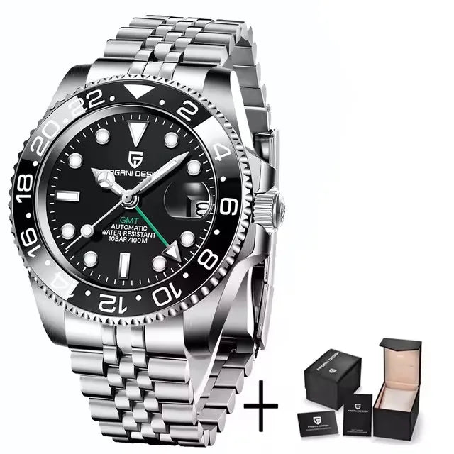 Pagani Design PD-1662 Men’s GMT Automatic Watch – 40mm, Sapphire Crystal, 100M Water Resistant