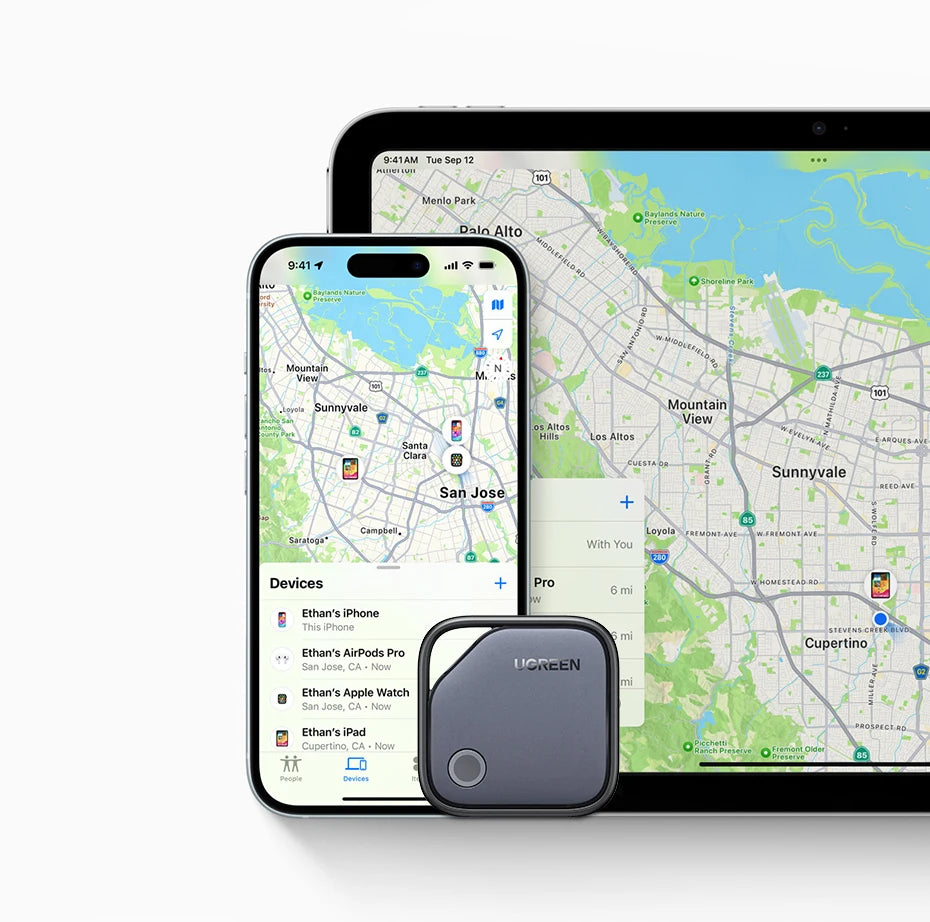 UGREEN Smart Tag Bluetooth Tracker, buscador de llaves Localizador de artículos SmartTag Batería de hasta 2 años para iPhone Apple Find My (solo IOS)