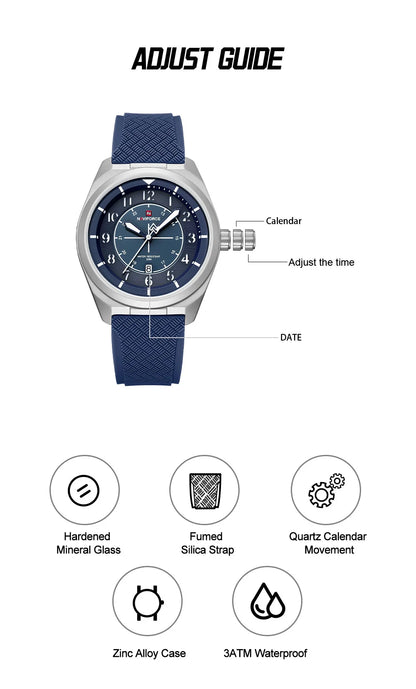 NAVIFORCE NF9281T Men's Quartz Watch – Tactical Style, Shockproof, 30M Waterproof, Silicone Strap