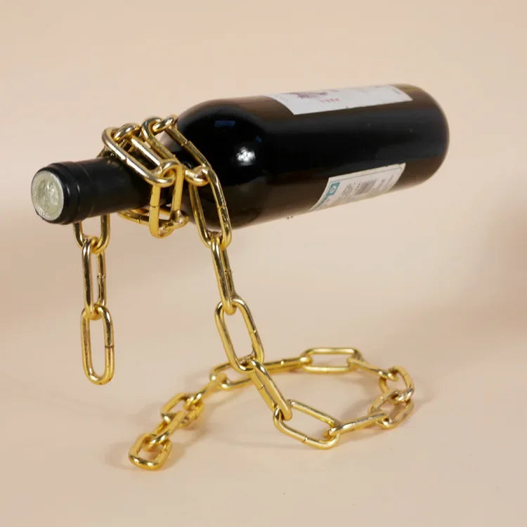 Soporte Mágico para Botellas de Vino – Suspensión de Cadena de Hierro para Cocina, Comedor o Bodega