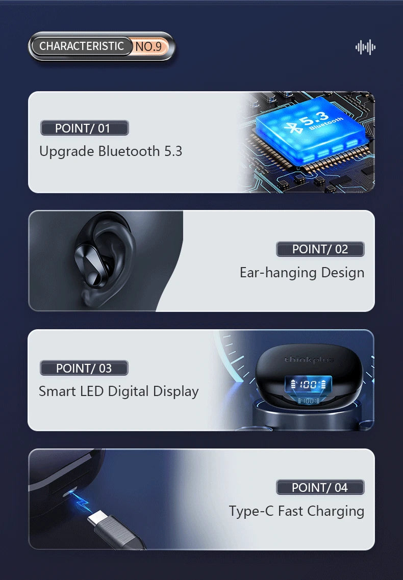 Nuevos auriculares deportivos Lenovo LP75 TWS, auriculares inalámbricos Bluetooth 5,3, auriculares estéreo HiFi resistentes al agua con reducción de ruido y micrófonos
