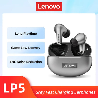 Lenovo-auriculares inalámbricos con Bluetooth LP5 100% originales, cascos de música HiFi con micrófono, deportivos, resistentes al agua, novedad de 2021