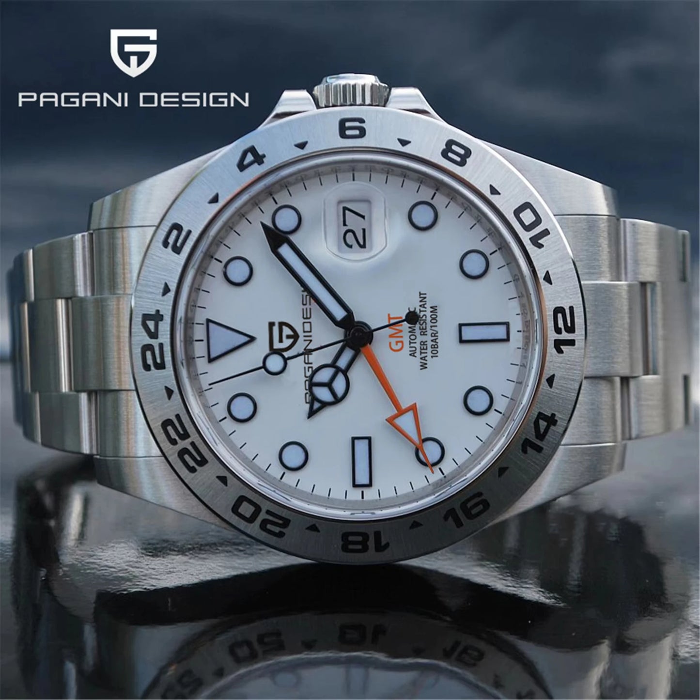 Pagani Design PD-1682 Men’s GMT Automatic Watch – 42mm Vintage, Sapphire Crystal, 100M Water Resistant
