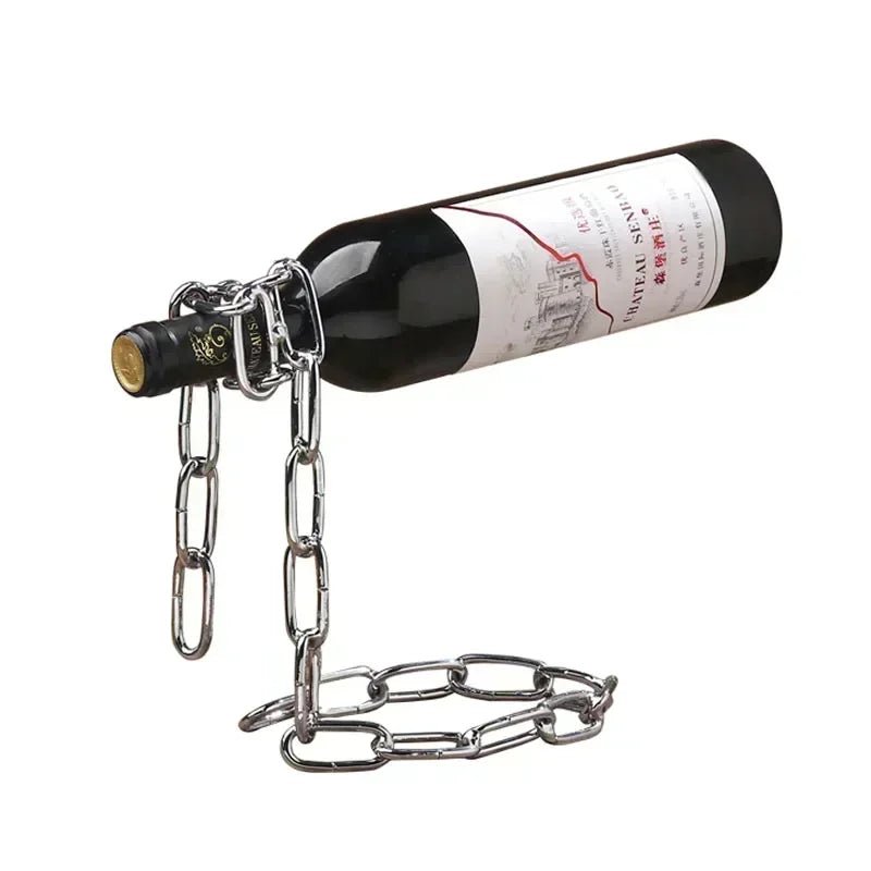 Soporte Mágico para Botellas de Vino – Suspensión de Cadena de Hierro para Cocina, Comedor o Bodega