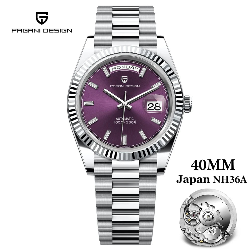 Pagani Design DD40 Men's Automatic Watch – NH36A Movement, Sapphire Crystal, 100M Water Resistant
