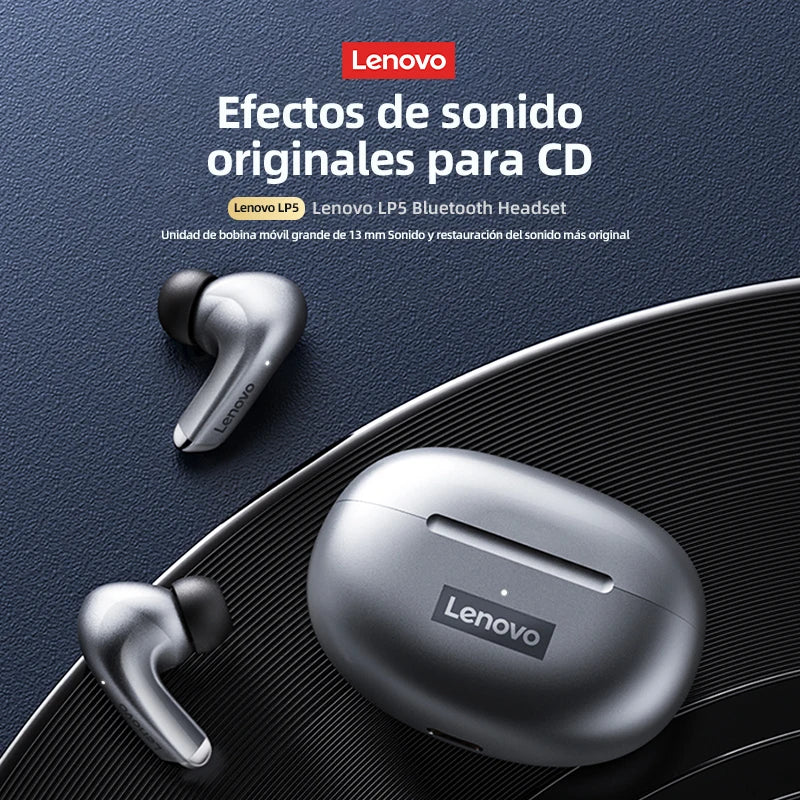 Lenovo-auriculares inalámbricos con Bluetooth LP5 100% originales, cascos de música HiFi con micrófono, deportivos, resistentes al agua, novedad de 2021